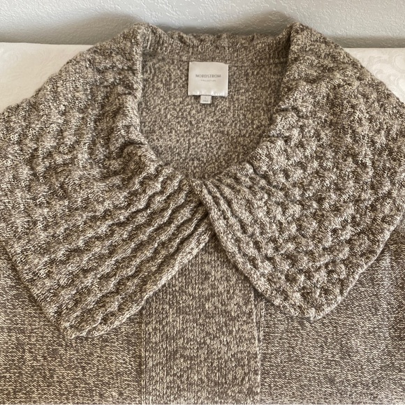 Nordstrom Tan cashmere Sweater with Textured Collar - Picture 10 of 11